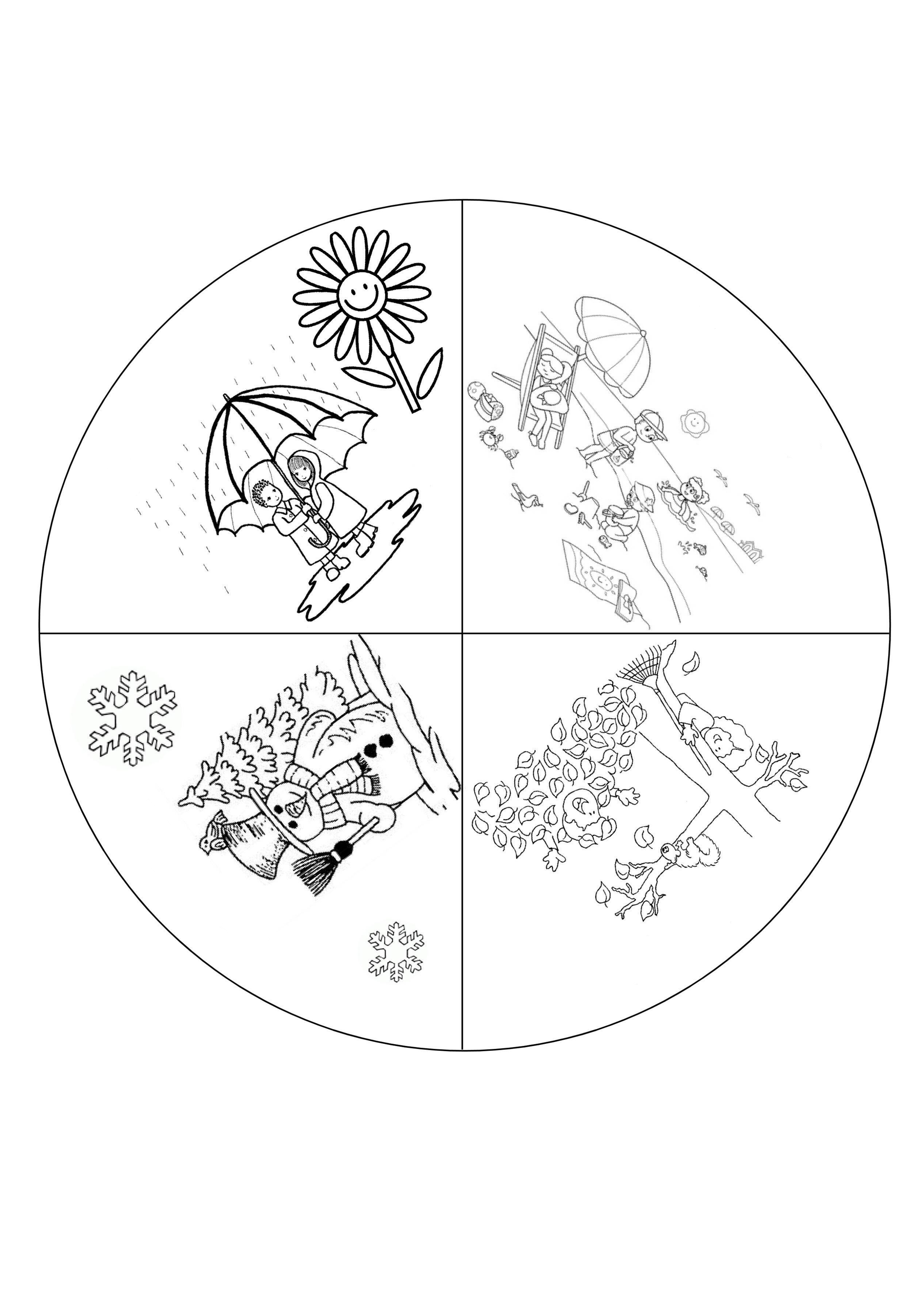 Времена Года Картинки Для Детей Черно Белые