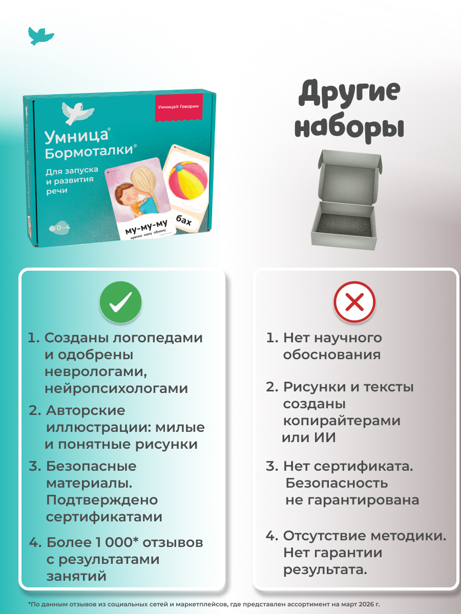 Умница® Бормоталки® 0+. Логопедические карточки для запуска речи (входит в набор Говорим)