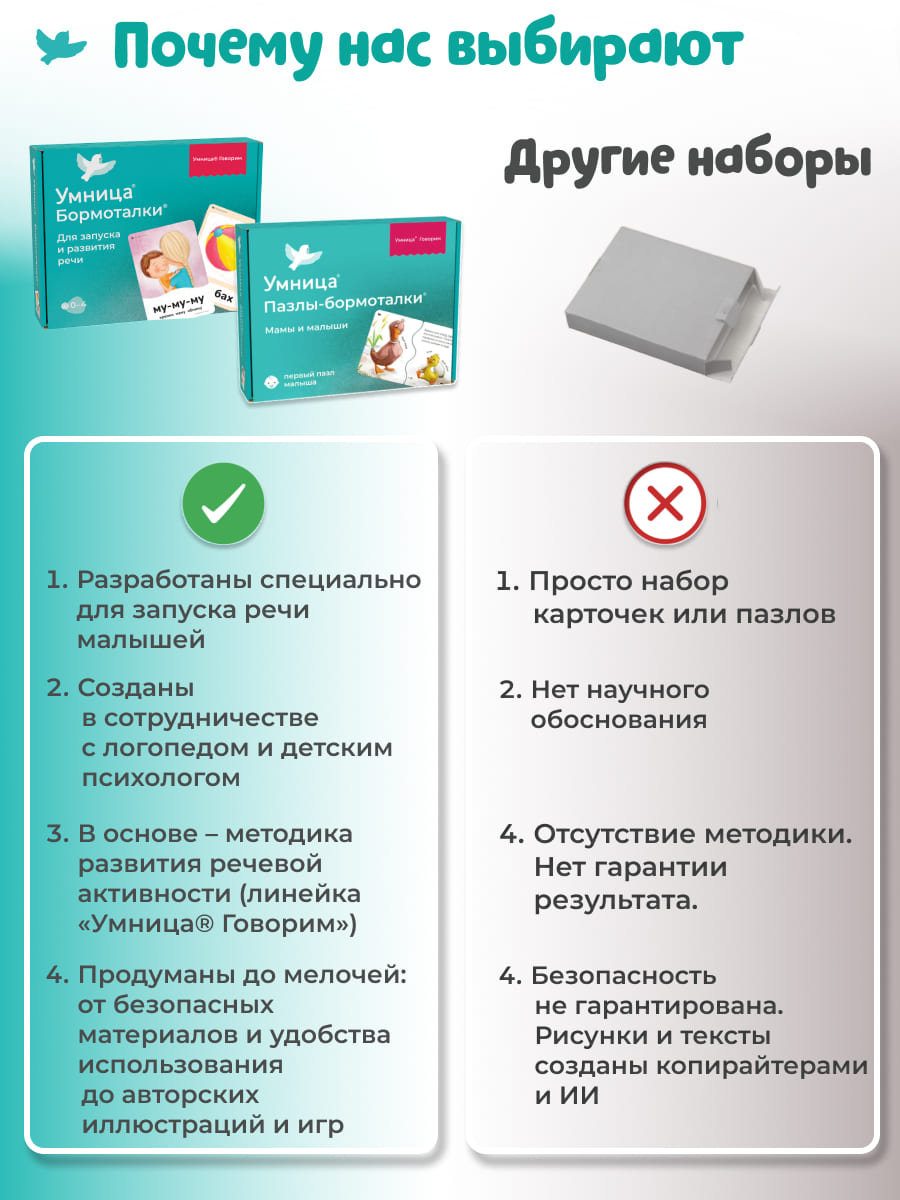 Умница® Пазлы-бормоталки 2в1 для малышей от 1 года